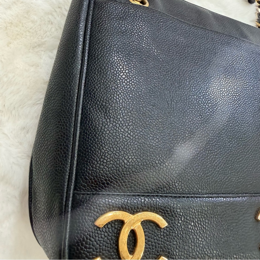 CHANEL Black Caviar Leather Triple CC Shoulder Bag - Picture 11 of 12
